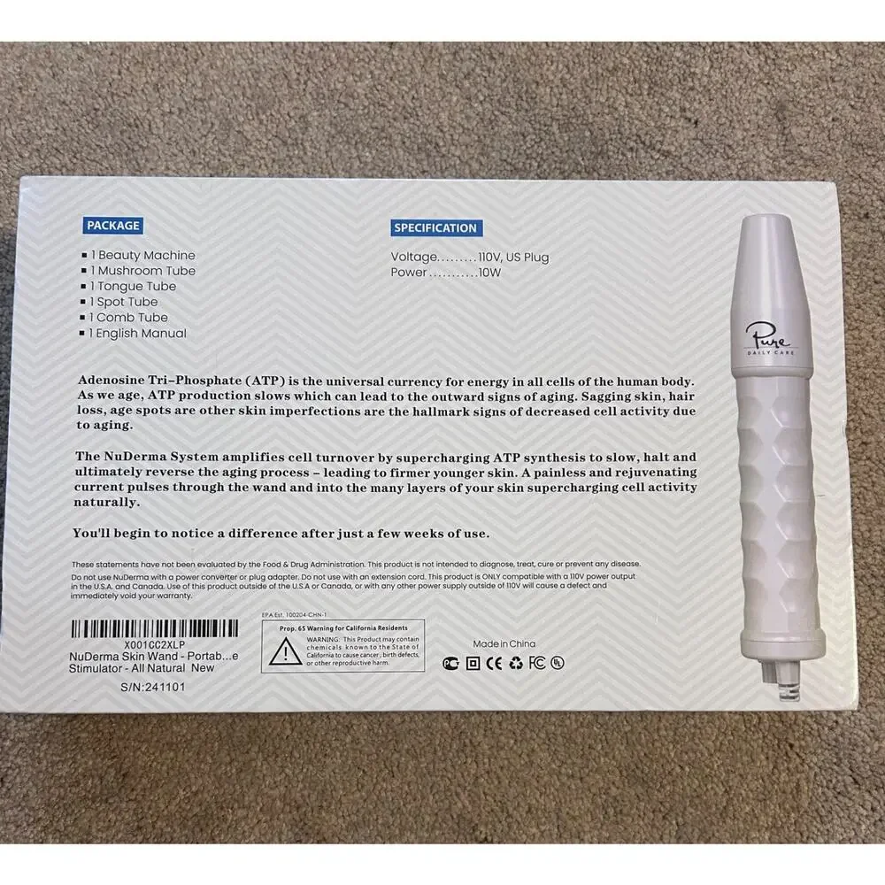 NIB! Pure Daily Care NuDerma Handheld Skin Therapy Wand Machine Anti-Aging